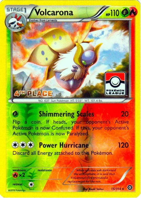 Volcarona - 15/114 Pokemon League [4th Place] #015/114 Reverse Holofoil Pokémon card from League & Championship Cards