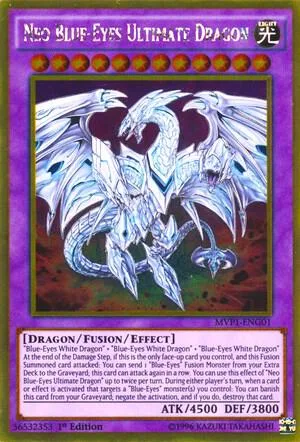 Neo Blue-Eyes Ultimate Dragon MVP1-ENG01 Unlimited Yu-Gi-Oh card from The Dark Side of Dimensions Movie Pack: Gold Edition