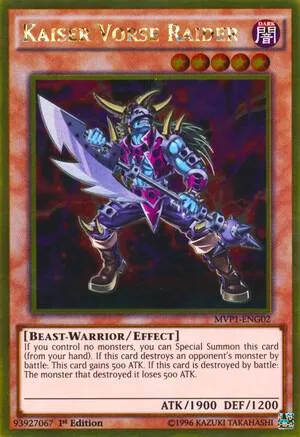 Kaiser Vorse Raider MVP1-ENG02 1st Edition Yu-Gi-Oh card from The Dark Side of Dimensions Movie Pack: Gold Edition