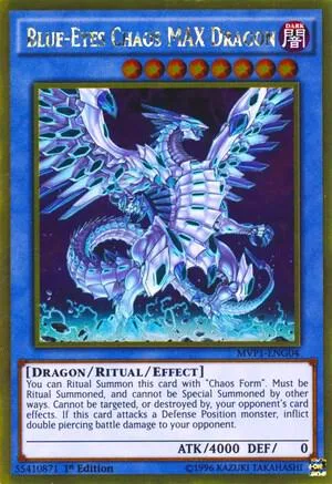 Blue-Eyes Chaos MAX Dragon MVP1-ENG04 Unlimited Yu-Gi-Oh card from The Dark Side of Dimensions Movie Pack: Gold Edition