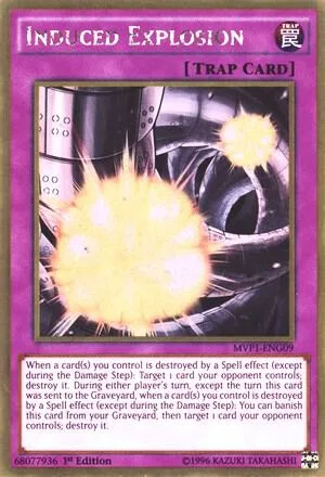 Induced Explosion MVP1-ENG09 Yu-Gi-Oh card from The Dark Side of Dimensions Movie Pack: Gold Edition