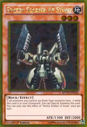 Sentry Soldier of Stone MVP1-ENG12 Unlimited Yu-Gi-Oh card from The Dark Side of Dimensions Movie Pack: Gold Edition