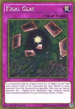 Final Geas MVP1-ENG29 1st Edition Yu-Gi-Oh card from The Dark Side of Dimensions Movie Pack: Gold Edition