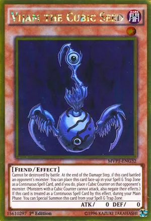 Vijam the Cubic Seed MVP1-ENG32 1st Edition Yu-Gi-Oh card from The Dark Side of Dimensions Movie Pack: Gold Edition