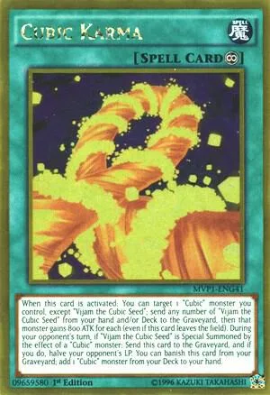 Cubic Karma MVP1-ENG41 Unlimited Yu-Gi-Oh card from The Dark Side of Dimensions Movie Pack: Gold Edition