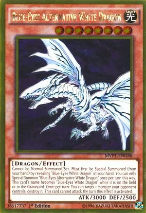 Blue-Eyes Alternative White Dragon MVP1-ENG46 Unlimited Yu-Gi-Oh card from The Dark Side of Dimensions Movie Pack: Gold Edition