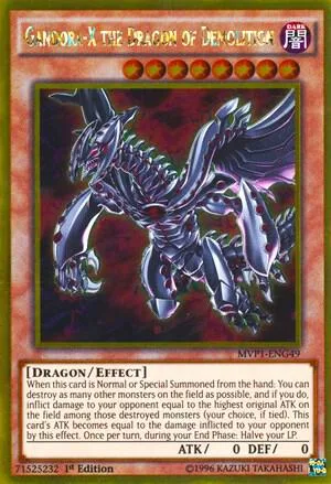 Gandora-X the Dragon of Demolition MVP1-ENG49 Yu-Gi-Oh card from The Dark Side of Dimensions Movie Pack: Gold Edition