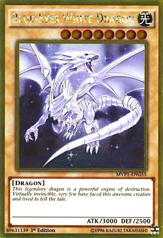 Blue-Eyes White Dragon MVP1-ENG55 1st Edition Yu-Gi-Oh card from The Dark Side of Dimensions Movie Pack: Gold Edition