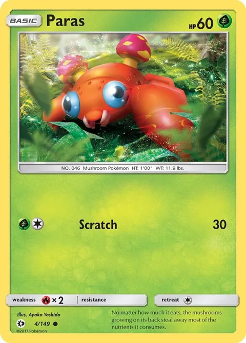 Paras #4/149 Reverse Holofoil Pokémon card from SM Base Set