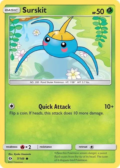 Surskit #7/149 Reverse Holofoil Pokémon card from SM Base Set