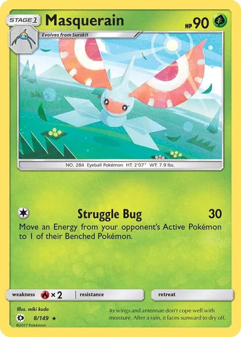 Masquerain #8/149 Reverse Holofoil Pokémon card from SM Base Set