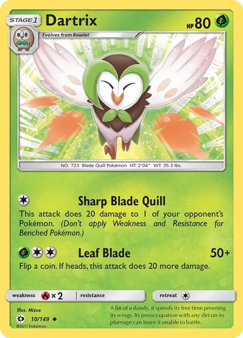 Dartrix #10/149 Pokémon card from SM Base Set