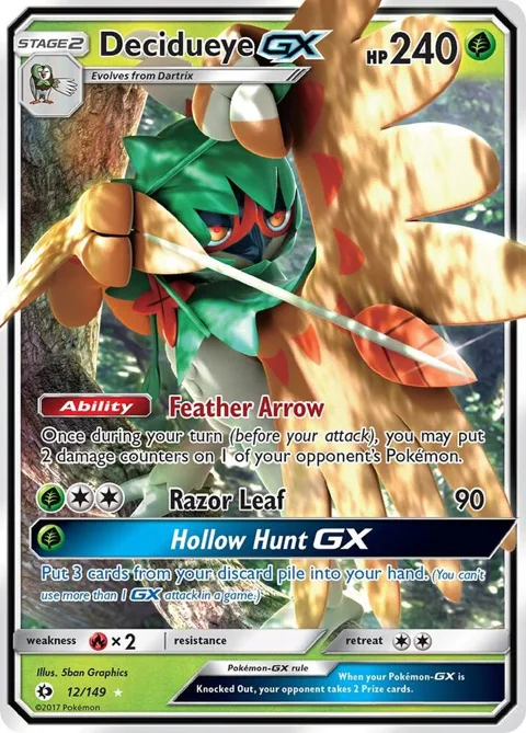 Decidueye GX #12/149 Holofoil Pokémon card from SM Base Set