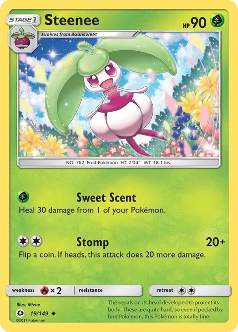 Steenee #19/149 Reverse Holofoil Pokémon card from SM Base Set