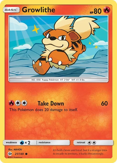 Growlithe #21/149 Reverse Holofoil Pokémon card from SM Base Set