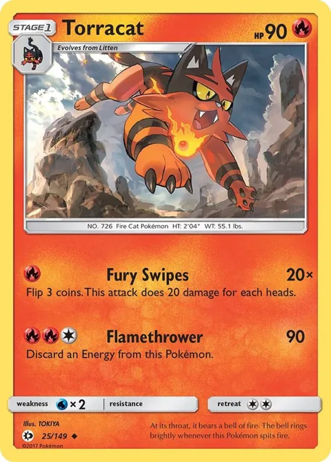 Torracat #25/149 Reverse Holofoil Pokémon card from SM Base Set