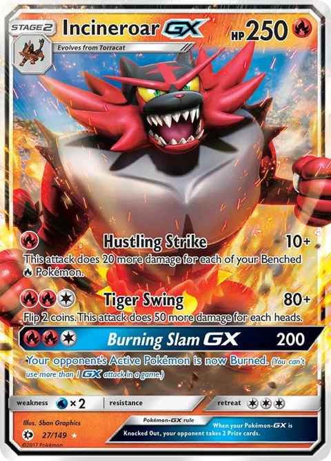 Incineroar GX #27/149 Holofoil Pokémon card from SM Base Set
