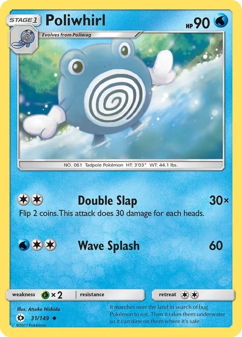 Poliwhirl #31/149 Reverse Holofoil Pokémon card from SM Base Set