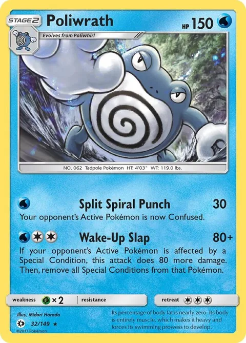 Poliwrath #32/149 Holofoil Pokémon card from SM Base Set