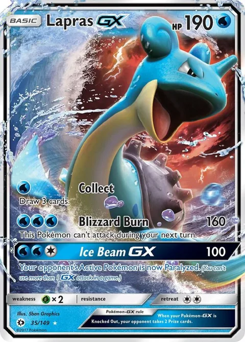 Lapras GX #35/149 Holofoil Pokémon card from SM Base Set