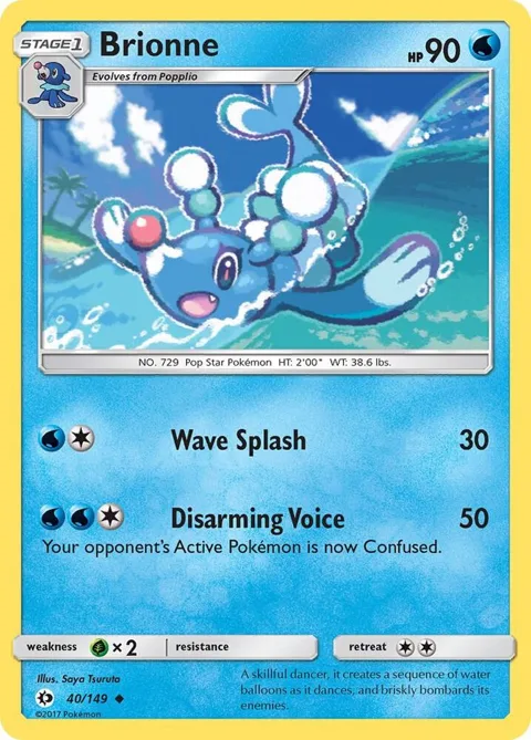 Brionne #40/149 Reverse Holofoil Pokémon card from SM Base Set