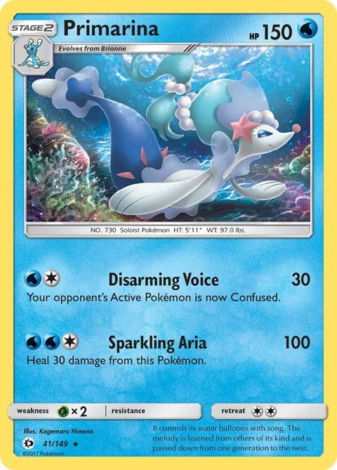Primarina #41/149 Reverse Holofoil Pokémon card from SM Base Set