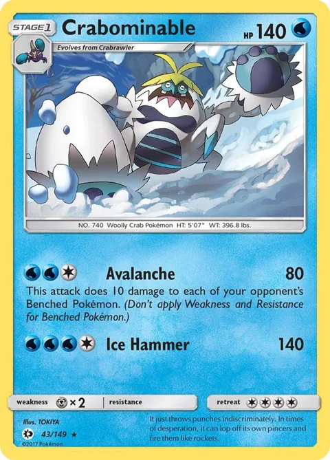Crabominable #43/149 Reverse Holofoil Pokémon card from SM Base Set