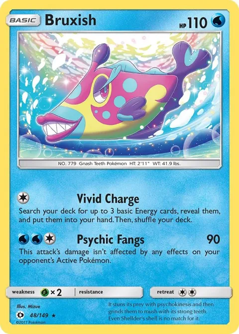 Bruxish #48/149 Reverse Holofoil Pokémon card from SM Base Set