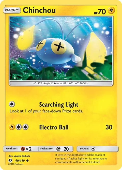 Chinchou #49/149 Reverse Holofoil Pokémon card from SM Base Set