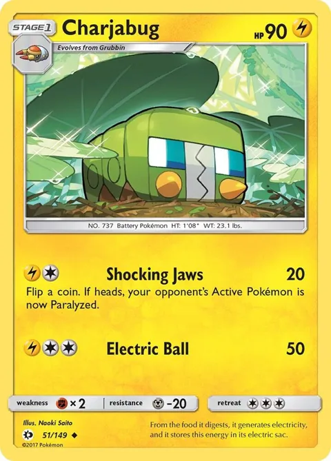 Charjabug #51/149 Reverse Holofoil Pokémon card from SM Base Set