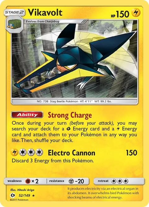 Vikavolt #52/149 Reverse Holofoil Pokémon card from SM Base Set