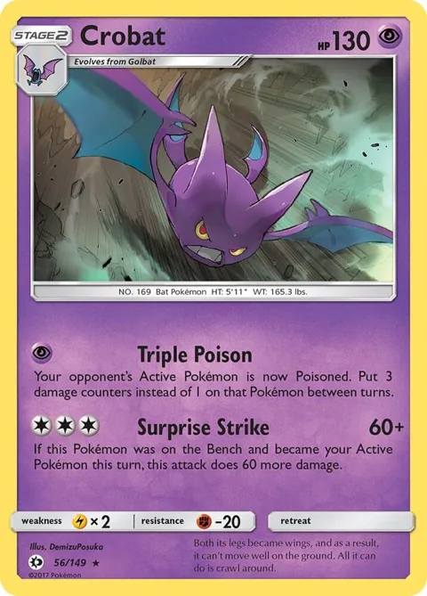 Crobat #56/149 Holofoil Pokémon card from SM Base Set