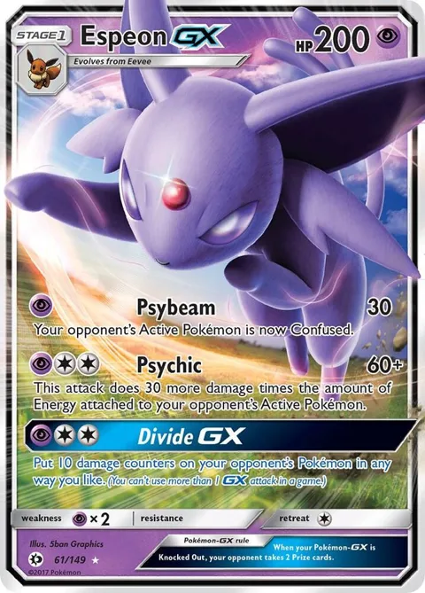 Espeon GX #61/149 Holofoil Pokémon card from SM Base Set