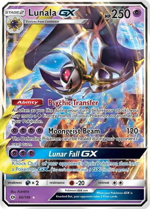 Lunala GX #66/149 Holofoil Pokémon card from SM Base Set