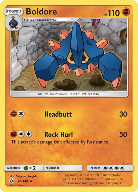 Boldore #70/149 Pokémon card from SM Base Set
