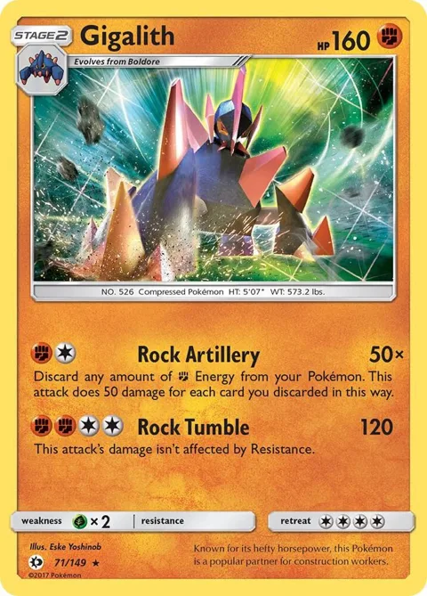 Gigalith #71/149 Reverse Holofoil Pokémon card from SM Base Set