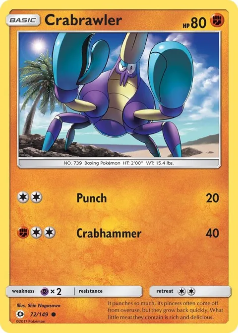 Crabrawler #72/149 Pokémon card from SM Base Set