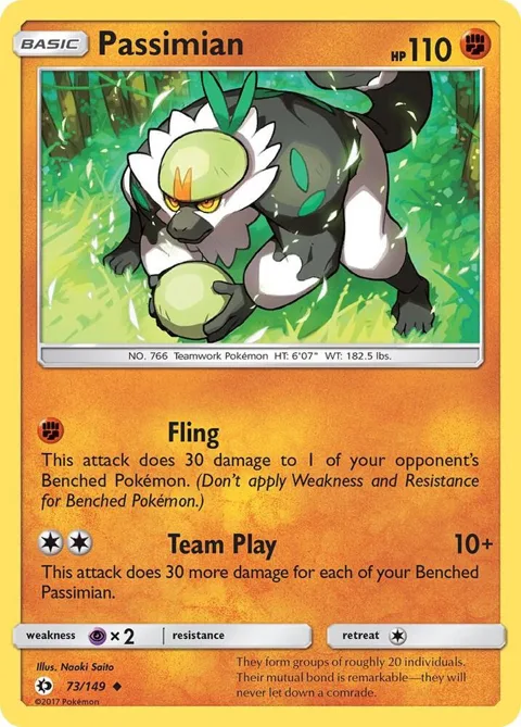 Passimian #73/149 Reverse Holofoil Pokémon card from SM Base Set