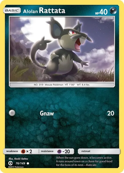 Alolan Rattata #76/149 Reverse Holofoil Pokémon card from SM Base Set