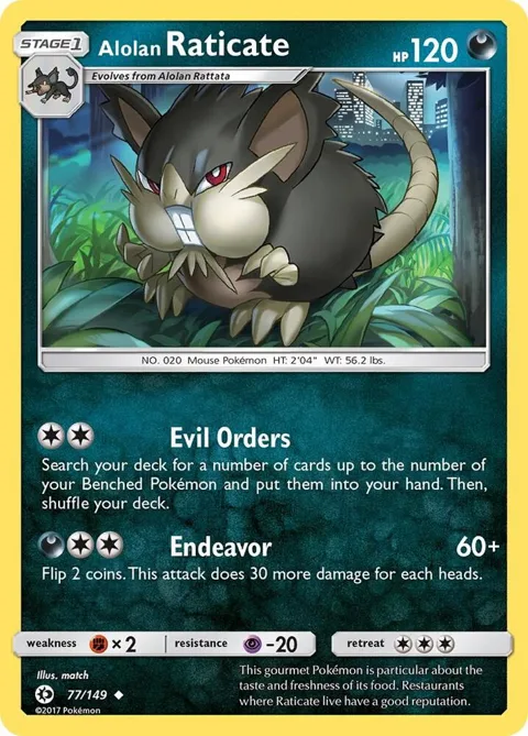 Alolan Raticate #77/149 Reverse Holofoil Pokémon card from SM Base Set