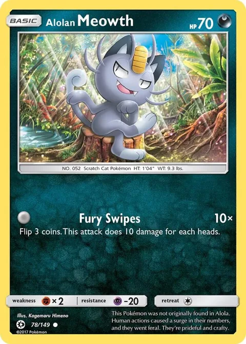 Alolan Meowth #78/149 Pokémon card from SM Base Set