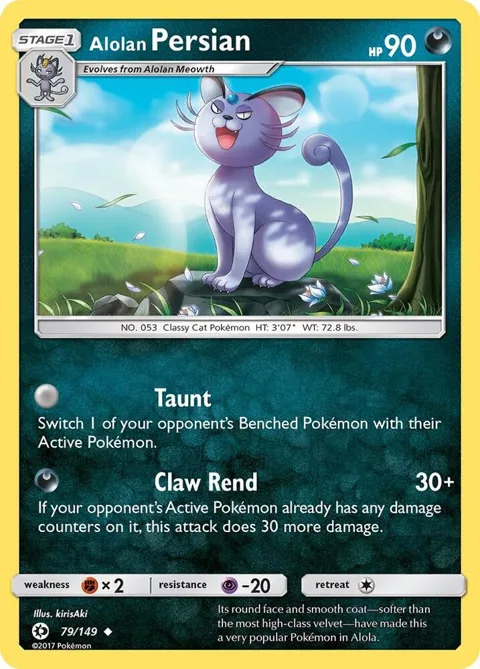 Alolan Persian #79/149 Reverse Holofoil Pokémon card from SM Base Set