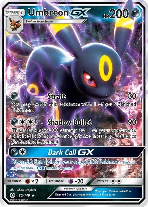 Umbreon GX #80/149 Holofoil Pokémon card from SM Base Set