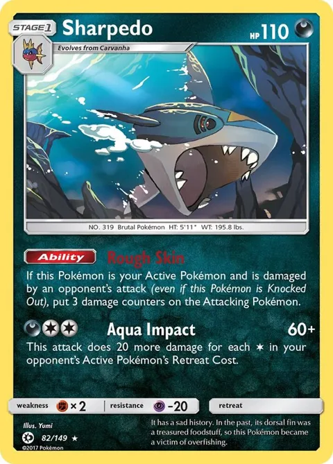 Sharpedo #82/149 Holofoil Pokémon card from SM Base Set