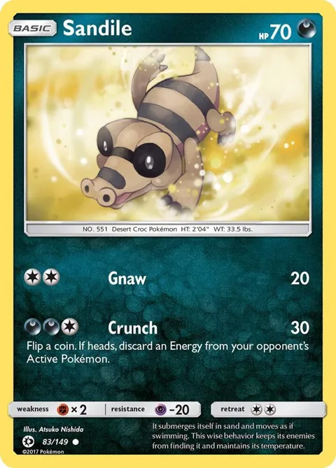 Sandile #83/149 Pokémon card from SM Base Set