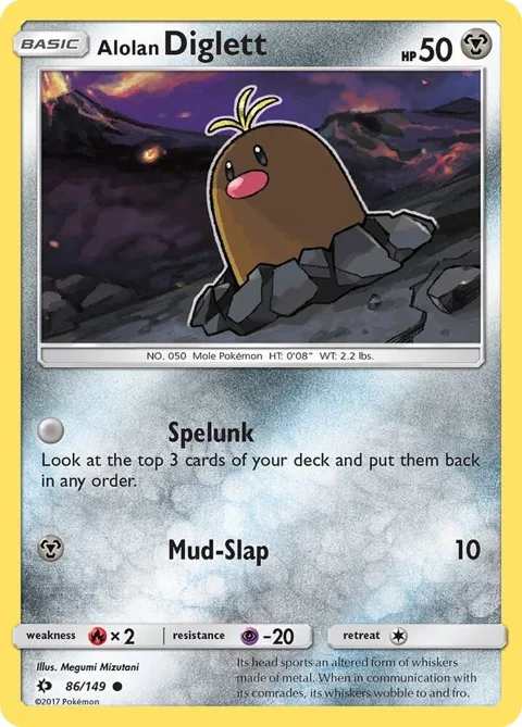 Alolan Diglett #86/149 Reverse Holofoil Pokémon card from SM Base Set