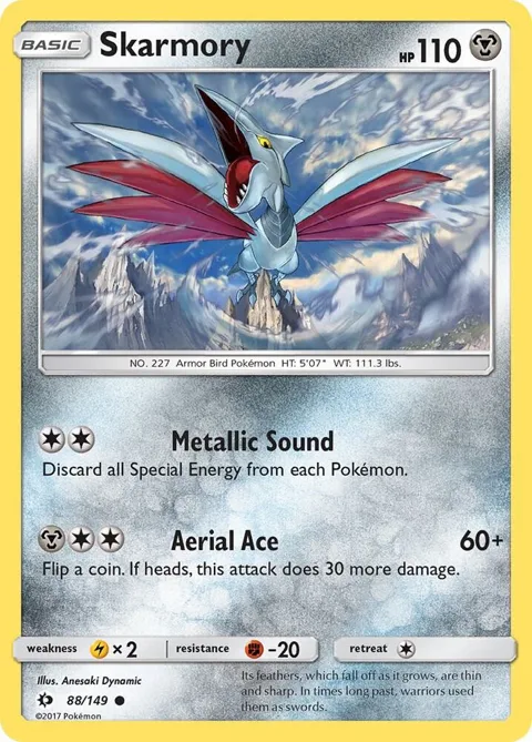 Skarmory #88/149 Reverse Holofoil Pokémon card from SM Base Set