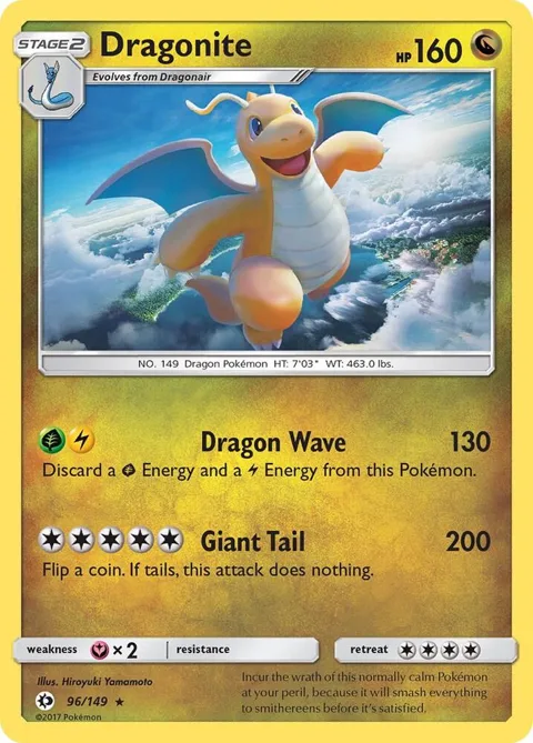 Dragonite #96/149 Holofoil Pokémon card from SM Base Set