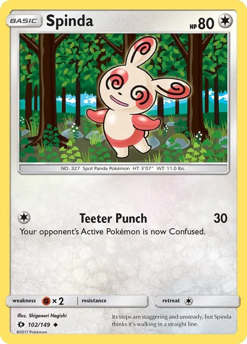 Spinda #102/149 Reverse Holofoil Pokémon card from SM Base Set