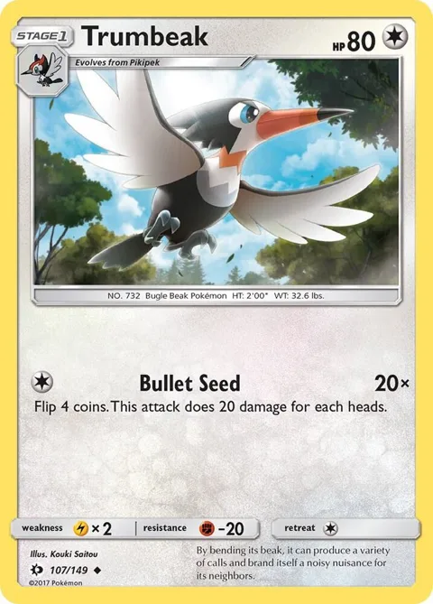 Trumbeak #107/149 Pokémon card from SM Base Set